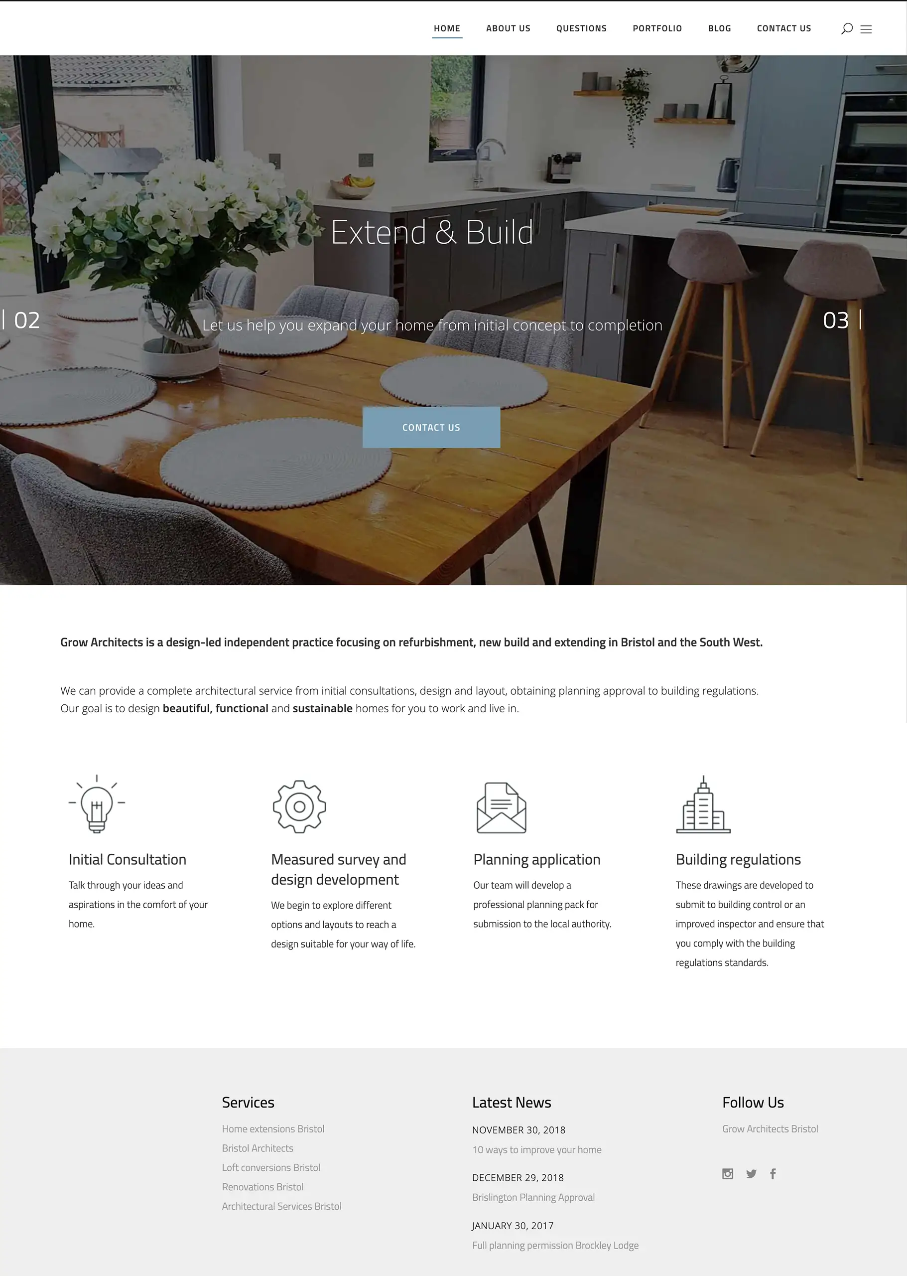 Bristol Architects Website Screen